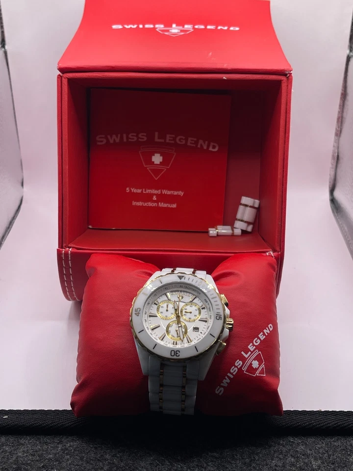 SWISS LEGEND Karamica White Ceramic White Pearl Chronograph Men's Watch - Image 4 of 4