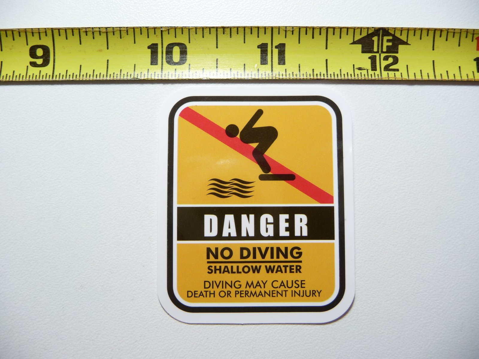 DANGER No Diving Shallow Water Sticker Decal for Business Policy Safety Sign