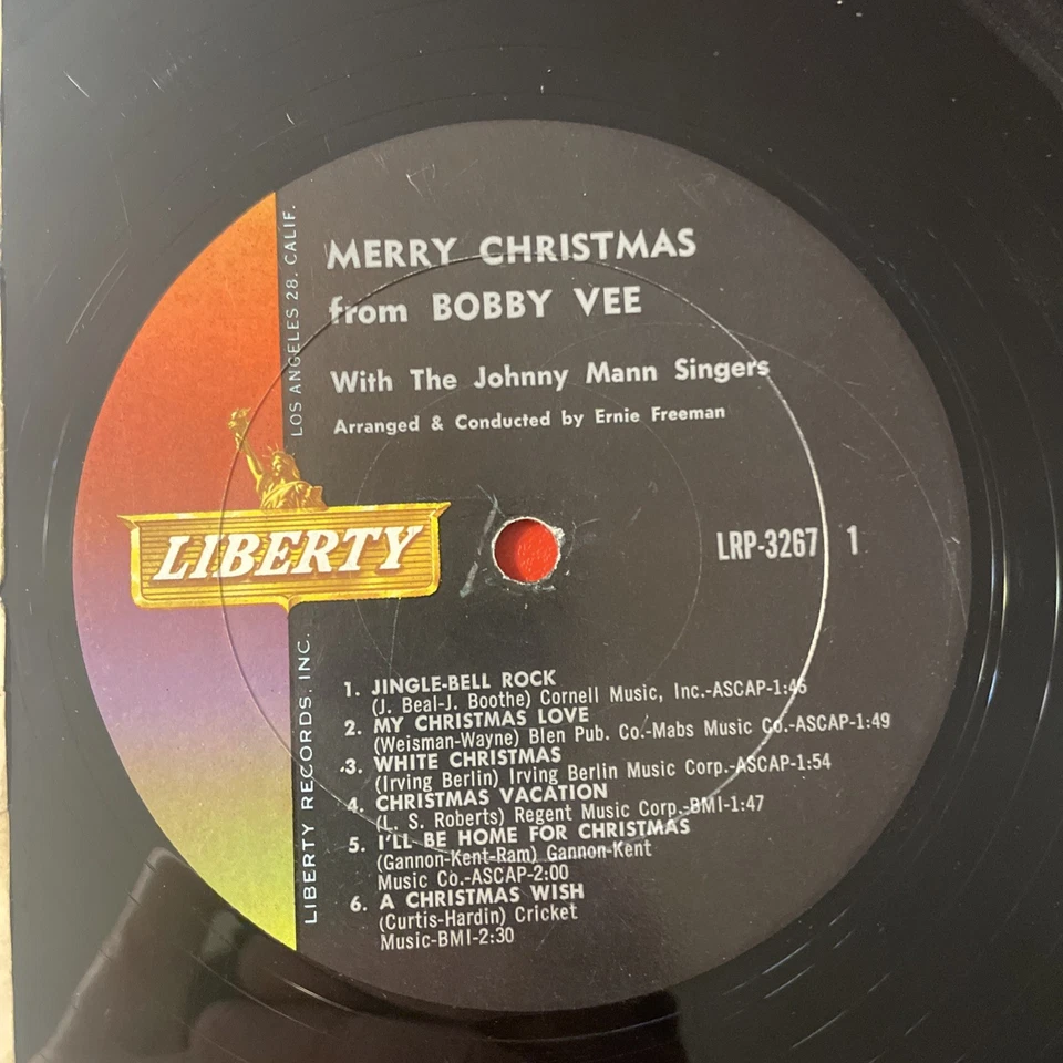Merry Christmas From Bobby Vee LP Liberty + Inner Holiday Classic VG+!!!! - Image 3 of 4