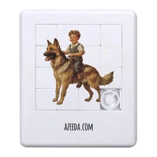 'Boy Riding German Shepherd Dog' Sliding Puzzle (PZ00032321)