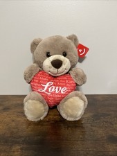 Aurora 9  Bear Plush Taupe Brown Love Heart Valentine Amor