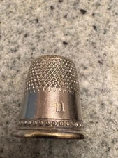 Silver Mixed Metals Antique Thimble, Mystery Maker, String of Pearls, size 11