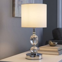 Tischleuchte Lampe Nachttischleuchte Kristall Glas Wohnzimmerleuchte Textil Weiß