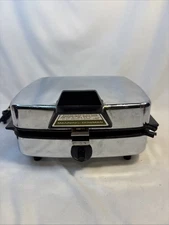 Vintage Manning-Bowman Waffle Iron Maker / Grill 375007 Chrome Reversible Plates