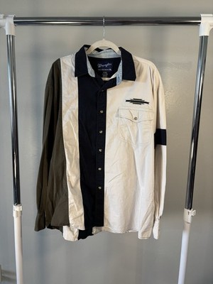 Wrangler Pearl Snap Rodeo Shirt Striped XL Tan