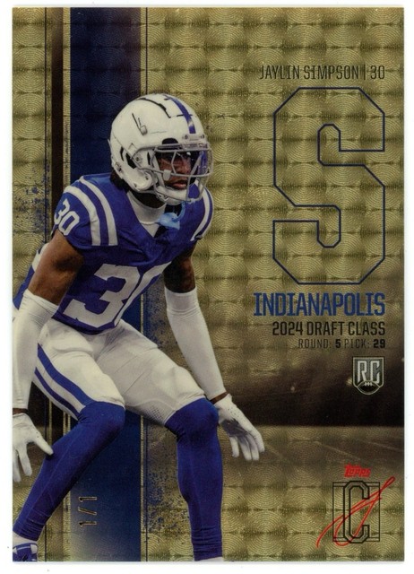 Jaylin Simpson 2025 Topps Signature #RCV-62 1/1 Superfractor (RC) Colts