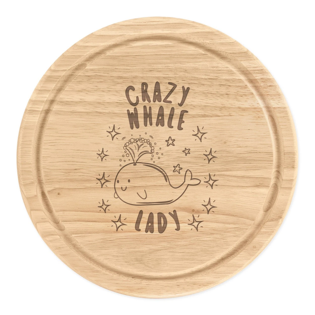 Crazy Whale Lady Stars Round Chopping Cheese Board Funny Animal