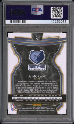 2019-20 Panini Select Zebra Prizm #72 Ja Morant RC Rookie PSA 10