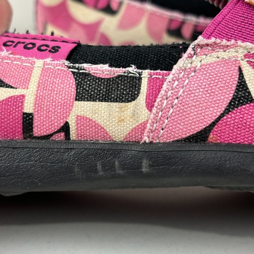 CROCS Size 5 Womens Distressed Slip On Pink Canvas Shoes Loafers - Bild 2 von 10