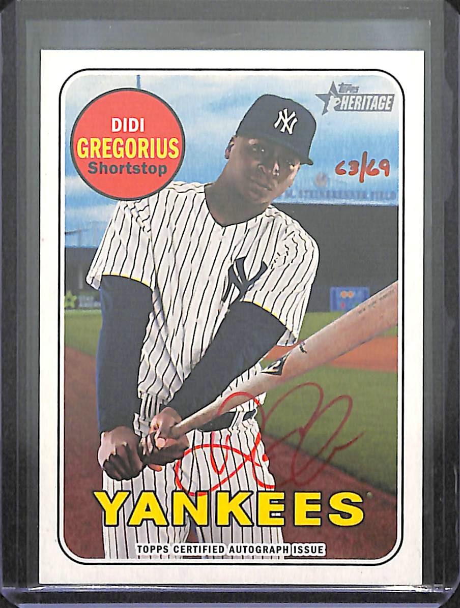 2018 Topps Heritage Red Real One Autograph #ROA-DG Didi Gregorius No 63 of 69