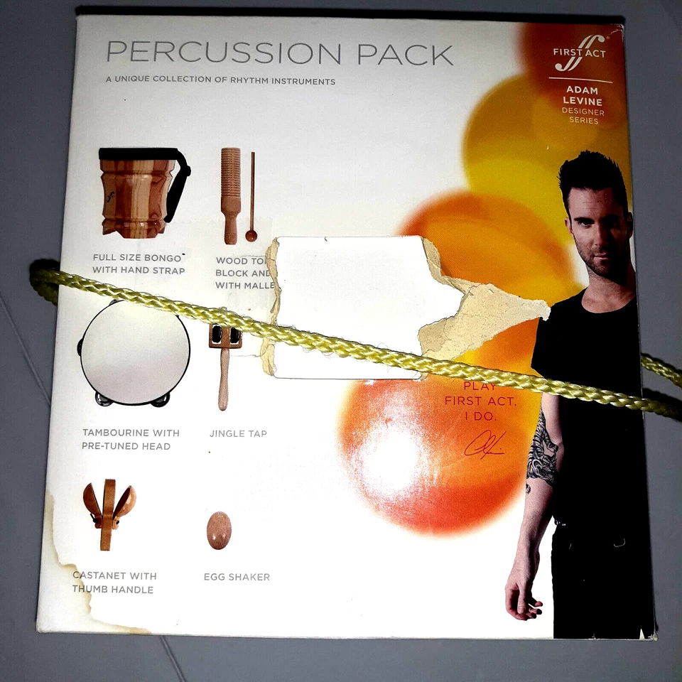 Primer Acto NUEVO Paquete de Percusión Adam Levine 7 Piezas Instrumentos Musicales de Madera Caja Foto 4 de 4