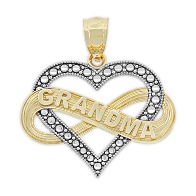 Charm America - Gold Infinite Love for Grandma Charm, 10 Karat Solid Gold Heart