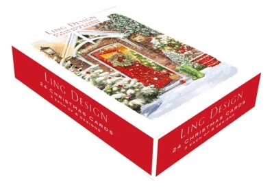 LING DESIGN Box Of 24 Assorted Christmas Cards At Home Winter Wonderland Xmas Card Boxes