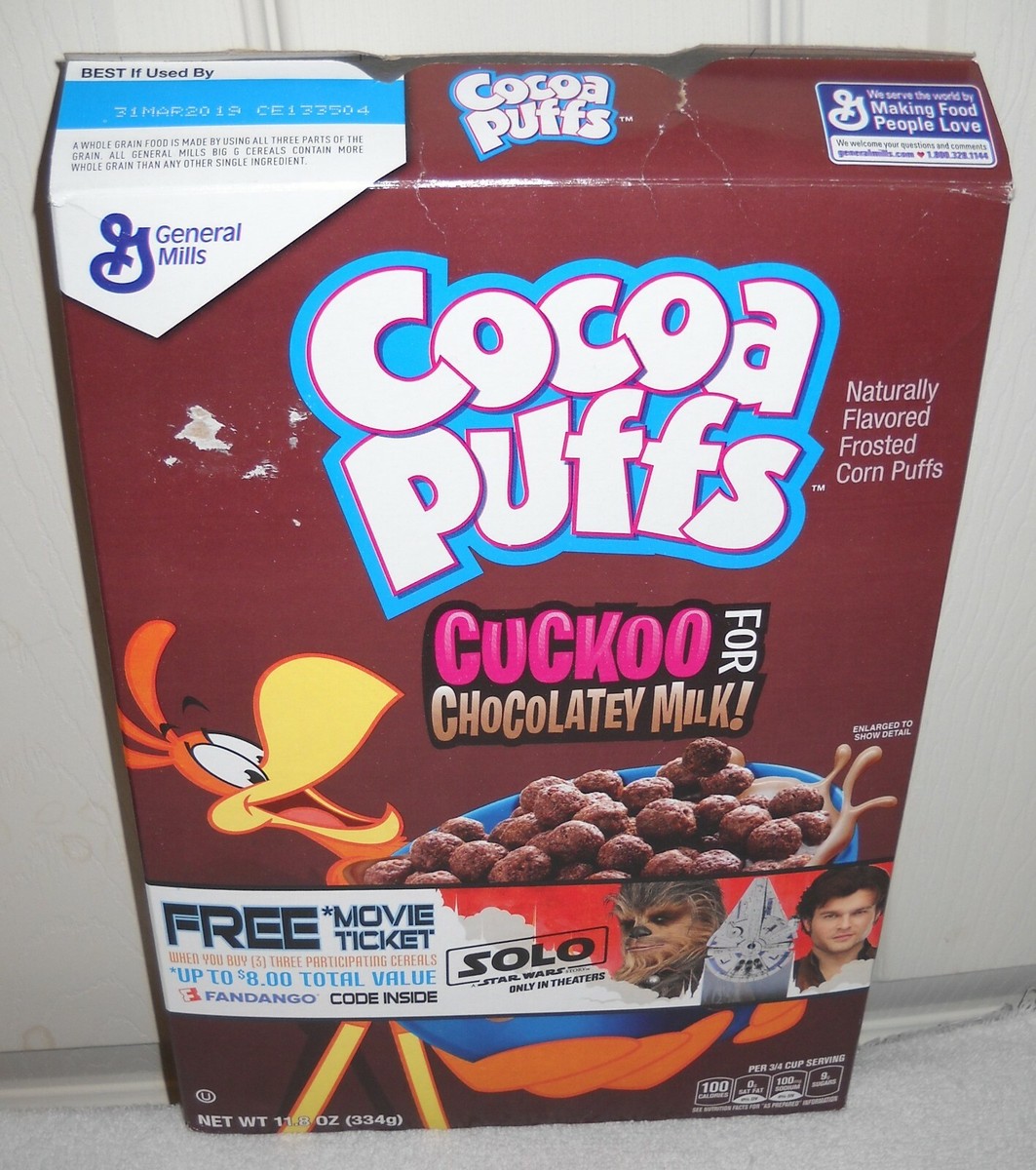 11780 General Mills 2018 Cocoa Puffs Cereal BOX ONLY | eBay