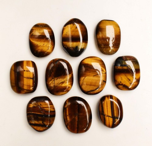 13 To 14 Cts Each Natural Tiger's Eye Cabochon Certified 10 Pcs Gemstone Lot - Picture 2 of 10