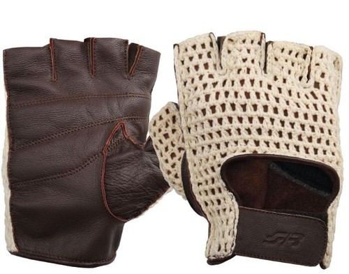 Guanti Vintage Marroni con rete senza dita in Vera Pelle tg.XL Simoni Racing - Foto 2 di 5