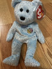 Ty Beanie Baby DECADE 10th Anniversary Bear Light Blue 8.5" NEW Stuffed Toy