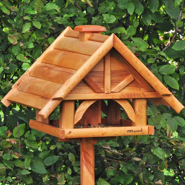 Vogelhaus Mit StäNder 145Cm Vogelfutterhaus Futterhaus Vogel Haus Holz Stehend-image