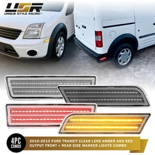 CLEAR Lens Side Marker Light 4pcs w/ Amber & Red LED For 10-13 Ford Transit Van
