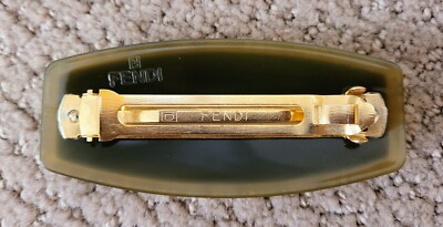 AUTH VINTAGE FENDI PLASTIC BARRETTE HAIR CLIP BLACK PREOWNED  display picture 1