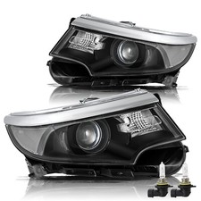 For 2011 2012 2013 2014 Ford Edge Black Headlights Headlamps Pair Wbulbs