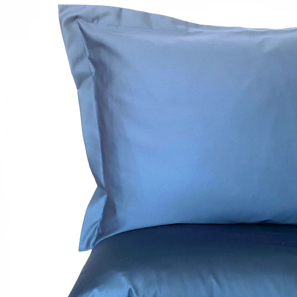 Juego de funda nórdica suave 3 piezas azul índigo algodón egipcio satén individual doble king Foto 4 de 4