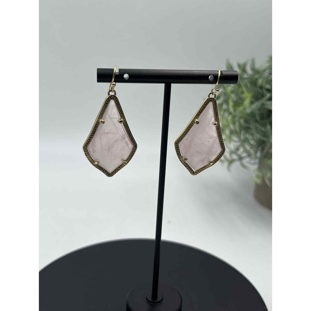 Kendra Scott Rose Quartz Alexandria Alex 14k Gold Plated Drop Earrings