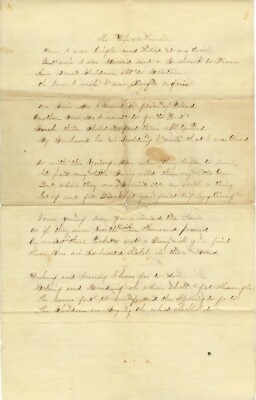 c1860 hand-written poetry or song sheet - The Wife's Trouble, and Ula Lee