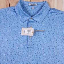 NEW Peter Millar Golf Polo Shirt Crown Sport All Over Print XL Fit XL or 2XL