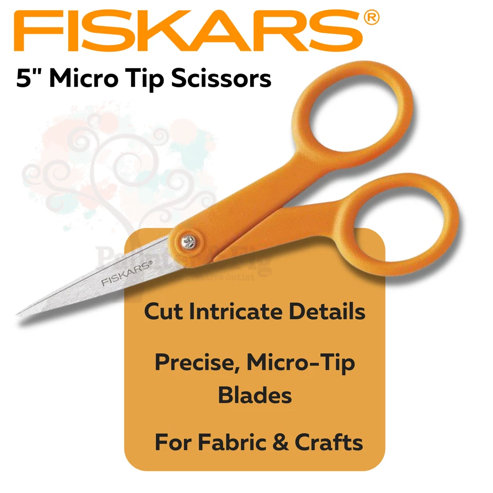 Fiskars 2 Pairs Scissors Set, Genuine 5" Micro Tip & 8" Stainless Steel Scissors - Image 2 of 4
