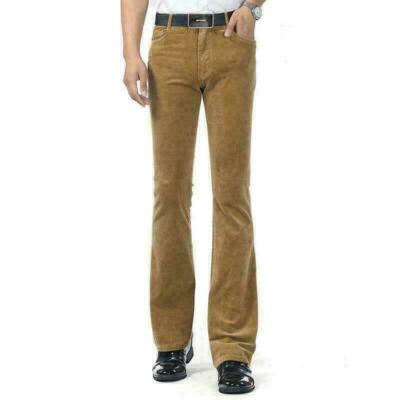 Mens Vintage Corduroy Bell Bottom Flares Pants Bootcut