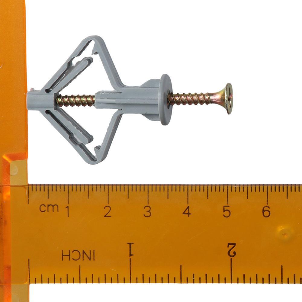 100 PCS Grey Drywall Anchor Kit Butterfly Anchors Curtain Plasterboard