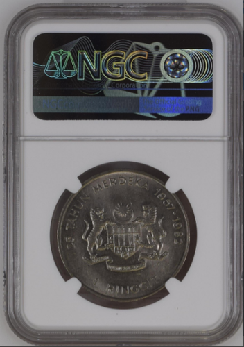 Malaysia 1982 Independence Anniversary Commemorative Ringgit $1 Coin (NGC-MS64) - Picture 2 of 2