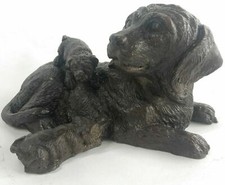 Hunting Dog Black Yellow Chocolate Labrador Lab Bronze Marble Statue Art Deal