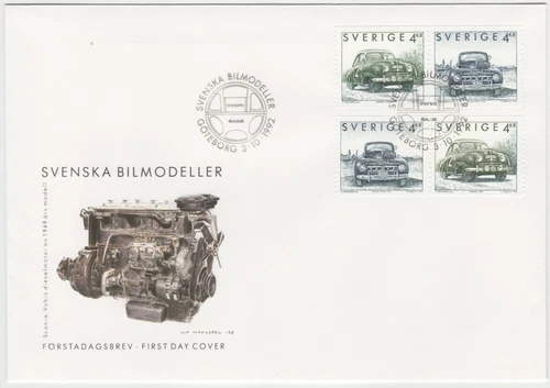 Sweden FDC 1992, Swedish Cars, Volvo PV831, Saab 92, Mint