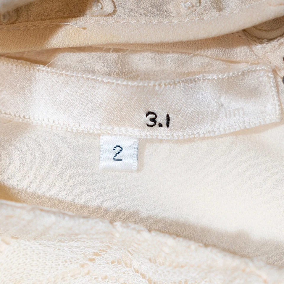 Mini Vestido Vaina Pullover Manga Crochet Encaje Forrado Seda 3.1 Phillip Lim Foto 2 de 4