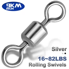 25~100Pcs Fishing Barrel Swivel Silver Stainless Steel Rolling Solid Ring Swivel