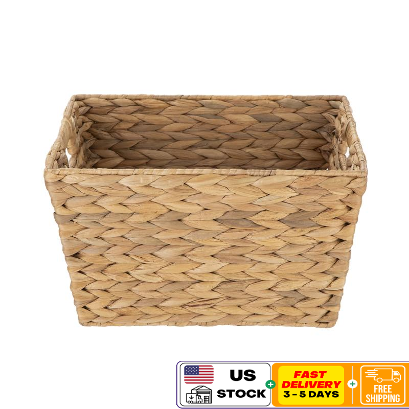 Large Water Hyacinth Storage Baskets with Handles - 2-Pack Organizing Bins for Home-image