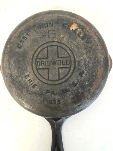 Vintage Griswold Cast Iron Frying Pan Skillet No. 6 Erie PA Logo 9"