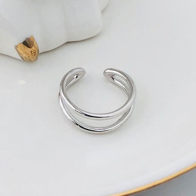 Offener Band Vorsteckring für Damen   925 Sterling Silber, 18K Gold + Silber Dual