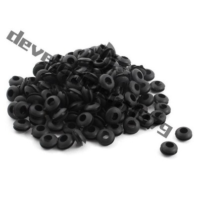 50 Pcs Black Rubber Cable Wire Cord Grommets 5mm x 11mm #md