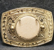 XE23169 AMAZING VINTAGE 1970s BLANK FLORAL ARTWORK UNISEX FASHION BELT BUCKLE