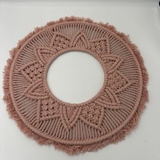 Terracotta Macrame Mandala Wall Art: Boho Home Decor Pink