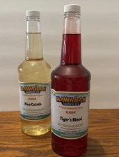 Hawaiian Ice 2 Pack 32 Oz Pina Colada And Tigers Blood Premium Shaved Ice Syrup 
