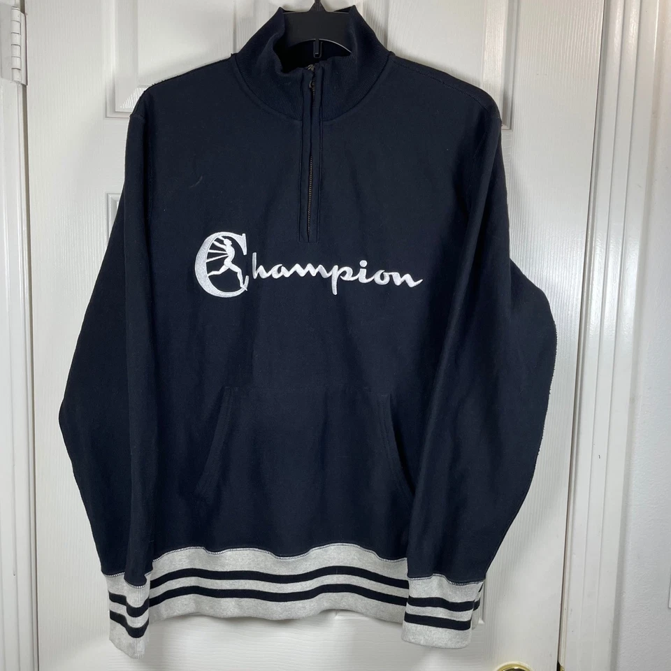 Champion Todd Snyder Para Hombres XL Pullover Sudadera Negra Cuarto Cremallera Atlética Usada en Excelente Condición Foto 3 de 4