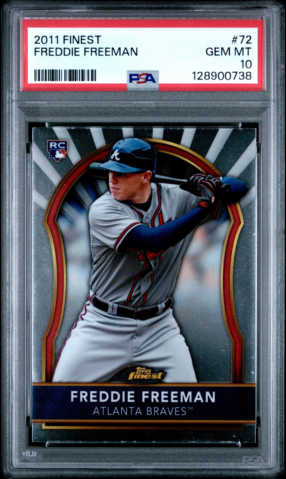 2011 FINEST #72 FREDDIE FREEMAN ROOKIE RC PSA 10