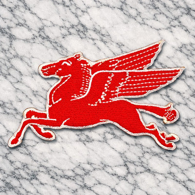 VINTAGE MOBIL GAS PEGASUS EMBROIDERED IRON ON PATCH 3.5''X2'' FREE SHIPPING&TRACK