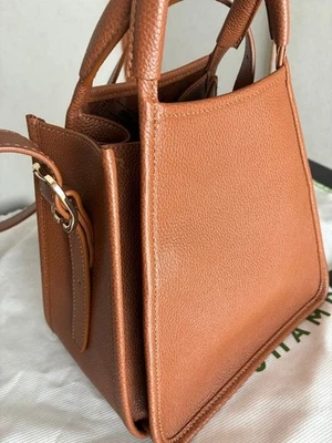 Sac Longchamp Le Foulonne poignée supérieure S bandoulière en cuir caramel EX - Photo 1/4