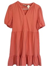 Loft Size Medium Tiered Coral Dress Coastal Ruffle hem