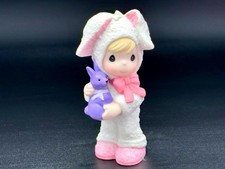 Precious Moments Girl in Lamb Costume with Purple Bunny Figurine Christmas Gift